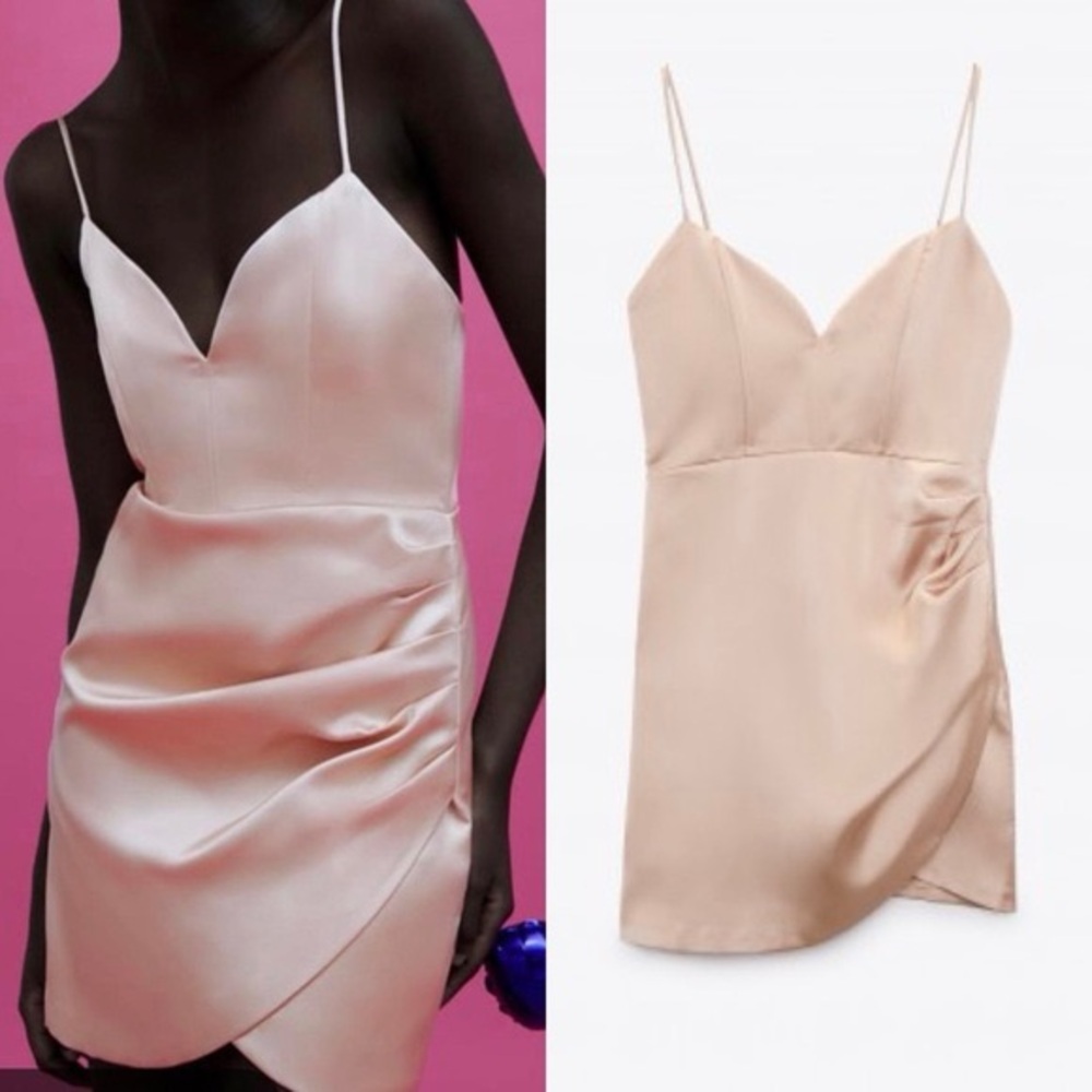 Chic Satin Rouched Mini Dress - Picture 10 of 11